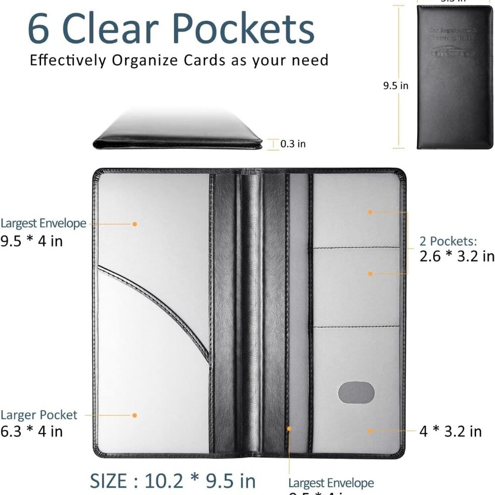 Car Accessories Registration and Insurance Holder,Leather Essential Card Magneti - Picture 4 of 6